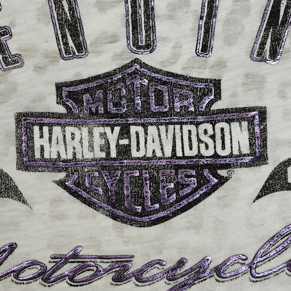 2015 Harley Davidson Motorcycle Womens Tank Top XL‎ White w/Purple Foil Accents - Picture 10 of 10